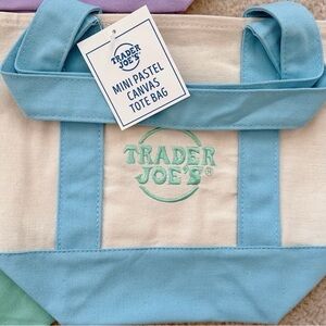 Trader Joe's Mini Pastel Canvas Tote Bag - Light Blue